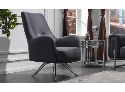 Fauteuil design gris pour salon en tissu moderne