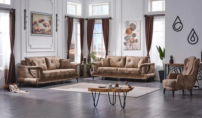 Ensemble de canapés moderne 3+3+1 places luxe tissu meubles rembourrés salon