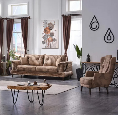 Jeu de canapés de luxe 3+2 places pour salon en tissu