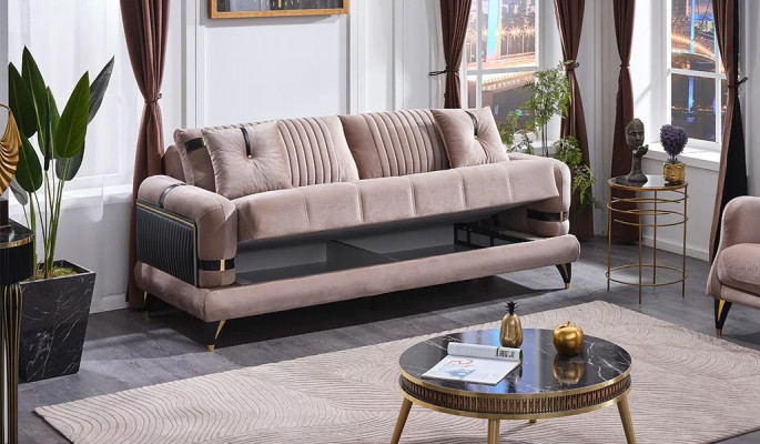 Canapé moderne 3 places en tissu beige pour salon de luxe meubles rembourrés