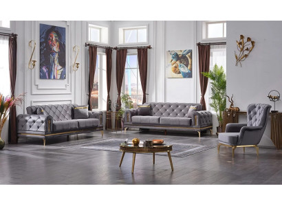 Canapé Chesterfield complet 3+3+1 places Chesterfield luxe salon