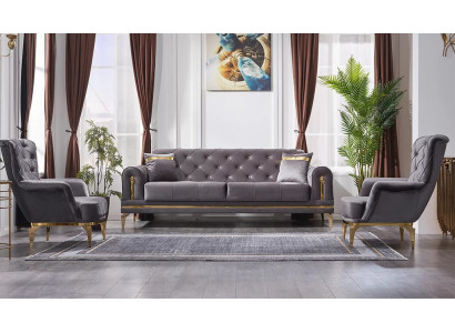 Ensemble de canapé 3 pièces design 2x fauteuil Chesterfield canapé 3 places