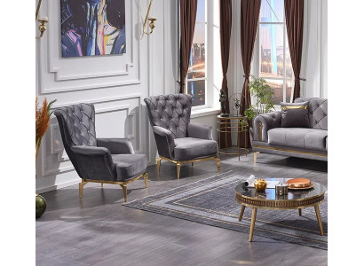 Fauteuil Chesterfield 2x Meubles rembourrés en tissu de luxe Fauteuil Siège Salon