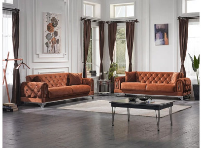 Canapé Chesterfield de luxe pour 2 personnes en marron