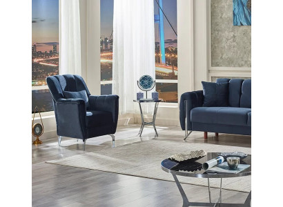 Fauteuil moderne design fauteuil salon tissu bleu meubles rembourrés