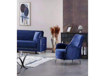Fauteuil moderne bleu pour salon meubles rembourrés design textile