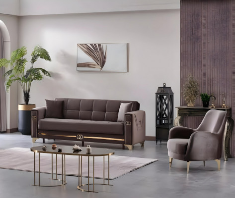 Jeu de canapés en tissu marron de 2 pièces meubles modernes meubles rembourrés design salon