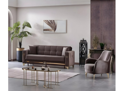 Jeu de canapés en tissu marron de 2 pièces meubles modernes meubles rembourrés design salon