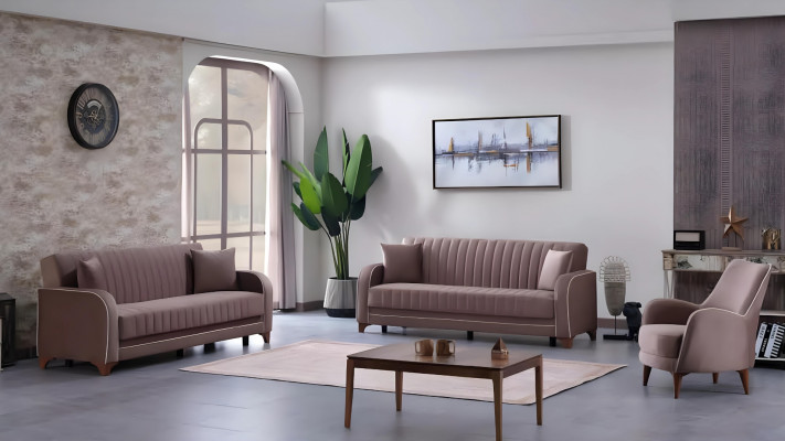 Ensemble de canapés complet pour salon 3+3+1 places en tissu