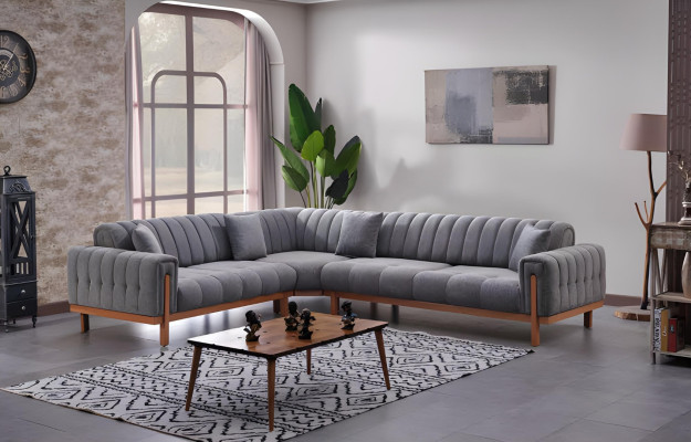 Canapé modulaire gris en L design moderne meubles canapés