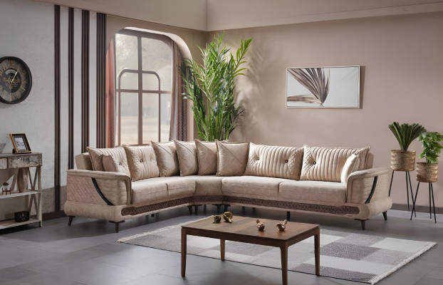 Canapé design ensemble canapé en L fauteuil d'angle meubles en tissu
