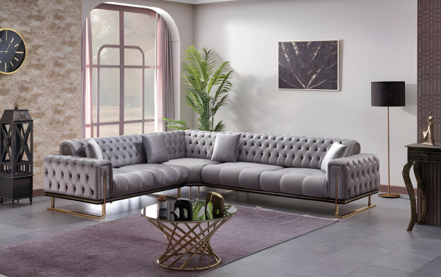 Canapé modulaire gris en forme de L meubles rembourrés canapés salons