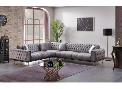 Canapé modulaire gris en forme de L meubles rembourrés canapés salons