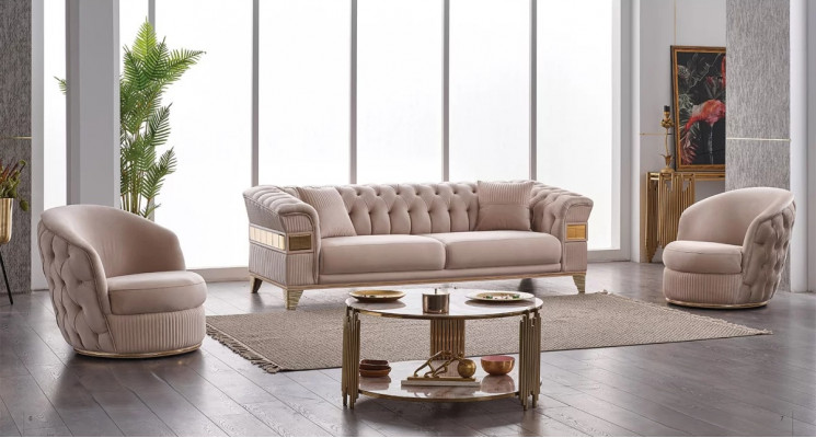 Ensemble de canapés de salon 3 pièces Design Luxe Meubles rembourrés 3+1+1 places