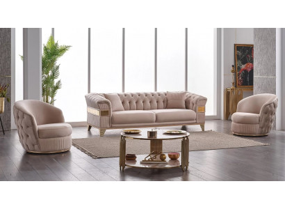 Ensemble de canapés de salon 3 pièces Design Luxe Meubles rembourrés 3+1+1 places