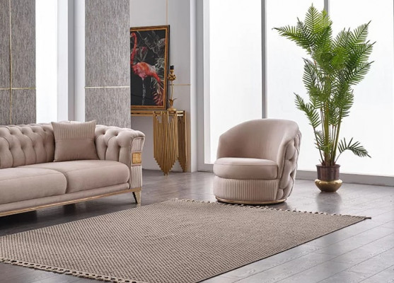 Fauteuil design beige Chesterfield pour salon meubles rembourrés de luxe