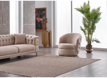 Fauteuil design beige Chesterfield pour salon meubles rembourrés de luxe