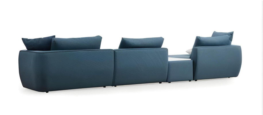 Canapé d'angle moderne luxueux bleu en forme de L pour le salon
