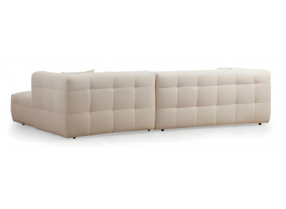 Canapé d'angle élégant en L avec ensemble de poufs modernes de 2 pièces