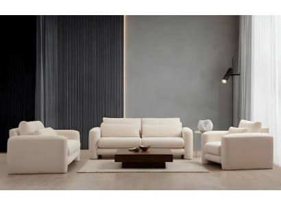 Luxueux ensemble de canapés blancs design pour salon de 3 pièces