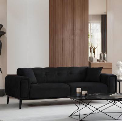 Canapé élégant trois places gris-noir pour le salon 3 pièces