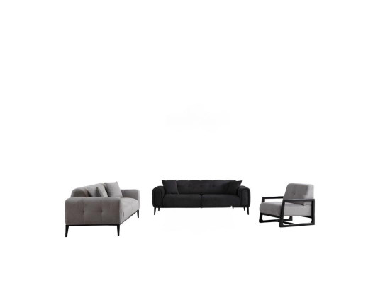 Canapé élégant trois places gris-noir pour le salon 3 pièces