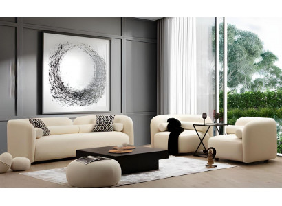 Canapé moderne designer noir-rouge 3 pièces