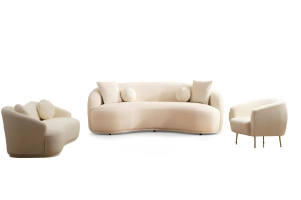 Ensemble de salon de luxe blanc design 2x canapés 3 places et fauteuil