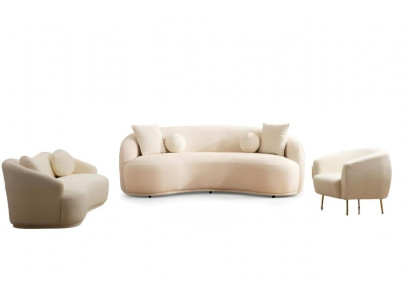 Ensemble de salon de luxe blanc design 2x canapés 3 places et fauteuil