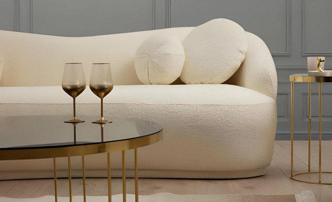Ensemble de salon de luxe blanc design 2x canapés 3 places et fauteuil