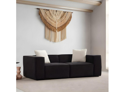 Ensemble de canapé en tissu blanc et noir, canapé luxueux 4 places avec pouf de 2 pièces