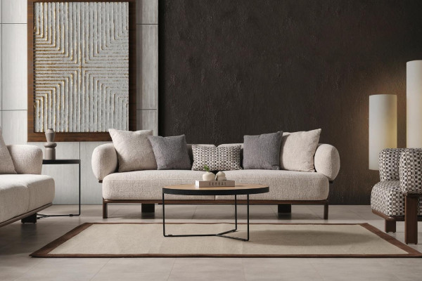 Canapé moderne gris trois places pour décoration de salon de luxe