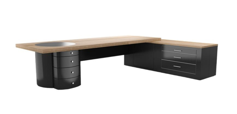 Bureau d'angle moderne noir marron luxe en bois