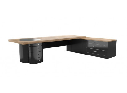 Bureau d'angle moderne noir marron luxe en bois
