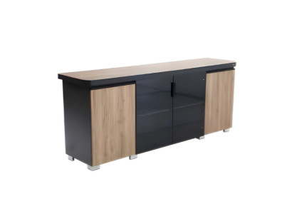 Armoire élégante pour documents marron gris meuble de bureau en bois environnement de travail