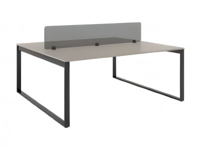 Bureau de bureau élégant avec panneau de séparation gris noir