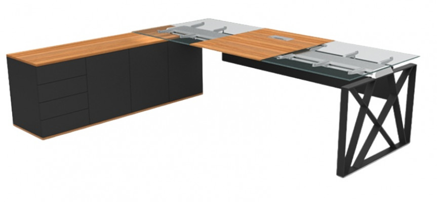 Bureau d'angle luxueux table de bureau table en verre