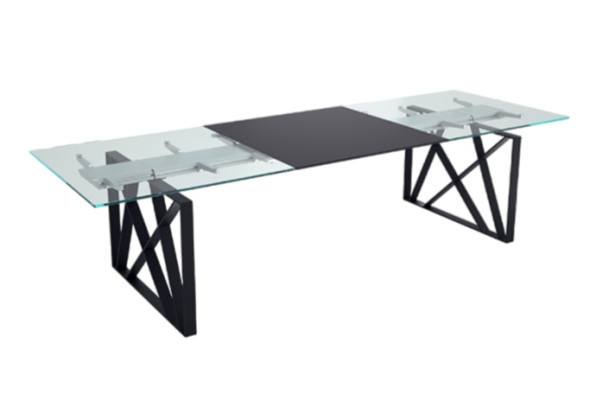 Table de conférence design meubles de bureau de luxe avec surface en verre et pieds en acier inoxydable