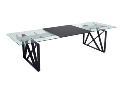 Table de conférence design meubles de bureau de luxe avec surface en verre et pieds en acier inoxydable