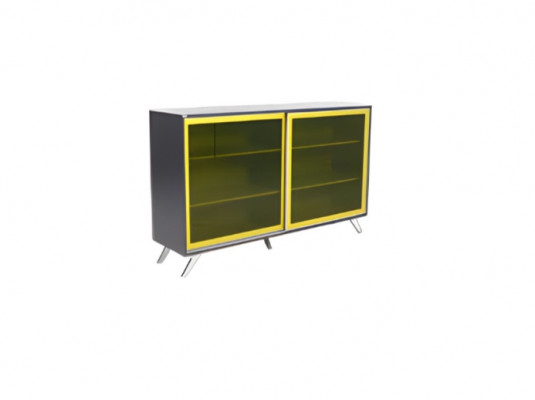 Armoire élégante pour documents gris jaune meubles de bureau de luxe en bois