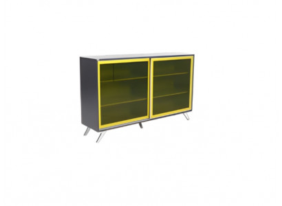 Armoire élégante pour documents gris jaune meubles de bureau de luxe en bois