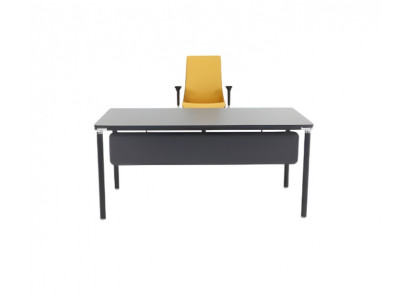 Bureau élégant gris, station de travail luxueuse, bureau moderne