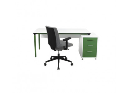 Table de travail moderne blanche et verte, meubles de bureau élégants, bureau