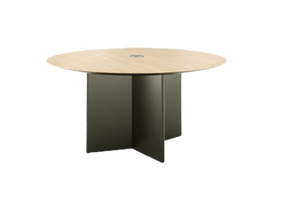 Table de conférence ronde exclusive en bois élégant gris marron