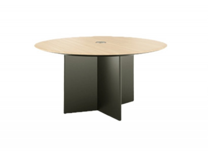 Table de conférence ronde exclusive en bois élégant gris marron