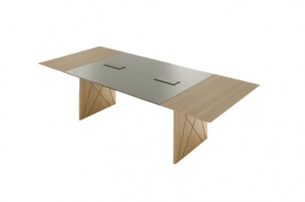 Table de conférence exclusive en bois marron mobilier de luxe moderne