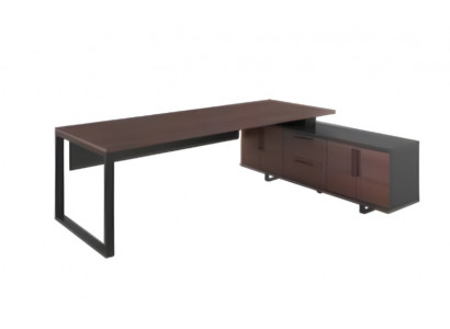 Bureau d'angle élégant en bois marron et noir