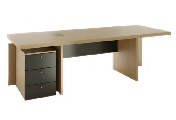 Bureau moderne en bois gris marron avec espace de rangement