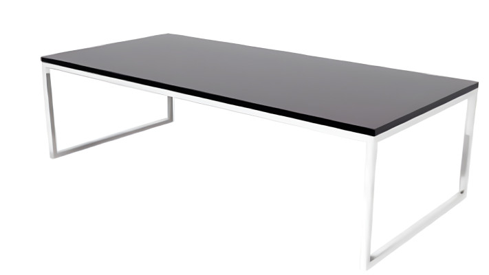 Table basse noire innovante avec surface en bois pour meubles de bureau