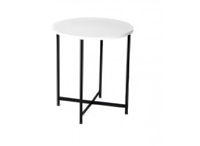 Table basse ronde moderne avec plateau en bois blanc